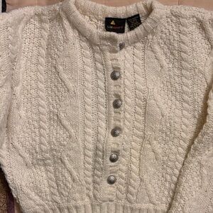 Liz Sport Women's Cream Cable Knit Cardigan - vintage and adorable